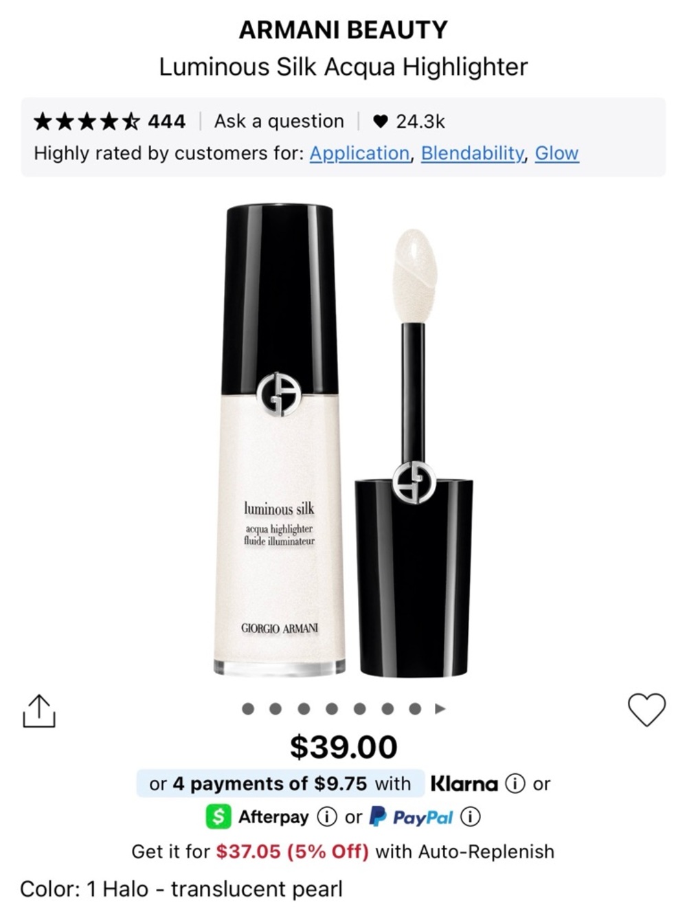 Giorgio Armani Luminous Silk Acqua Highlighter — Translucent Pearl